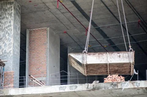 Hoists in construction place . Stock Photos