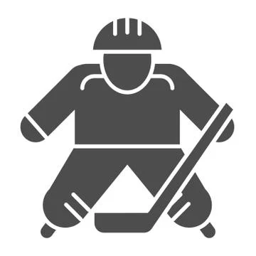Hokey player solid icon. Ice hockey player vector illustration isolated on white 스톡 일러스트