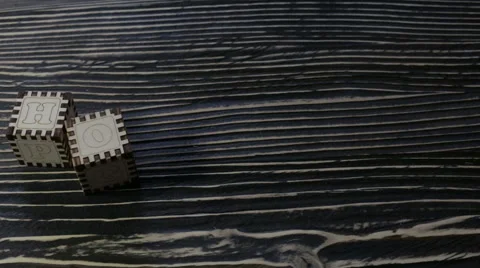 Hokkaido,Wooden blocks on the table Stock Footage 63174893