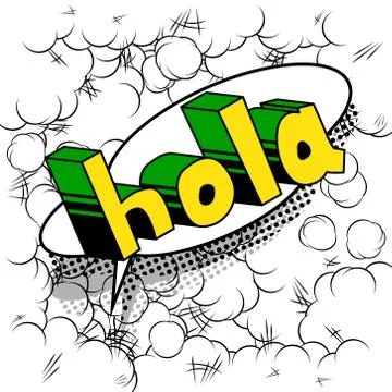 Hola (hello in spanish) - Vector illustrated comic book style phrase. 스톡 일러스트