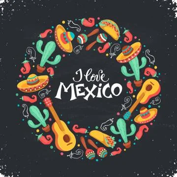 Hola Mexico poster Stock Illustration