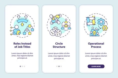Holacracy essential elements onboarding mobile app screen 스톡 일러스트