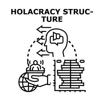 Holacracy structure concept developing new organizational system Stock Illustration