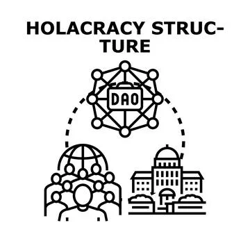 Holacracy structure organizing decentralized autonomous organization vector Stock Illustration