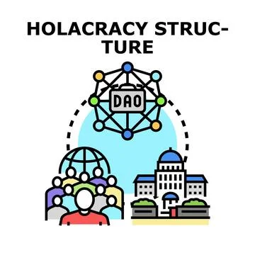 Holacracy structure organizing decentralized autonomous organization vector Stock Illustration