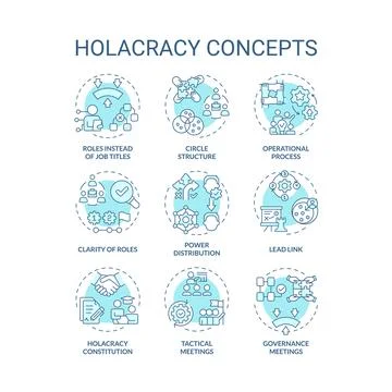 Holacracy structure soft blue concept icons Stock Illustration