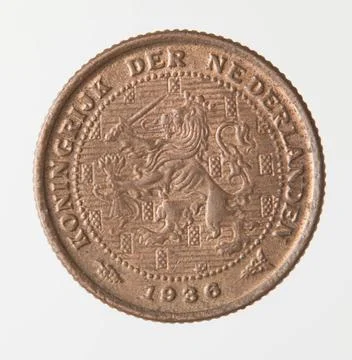 Holandia, Wilhelmina (1890 1948), Â½ cents, Utrecht; 1936 Mennica Utrecht,. Stock Photos
