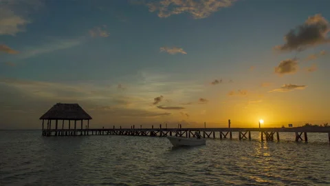 Holbox Paradise Beach Sunset - 4K Time lapse Stock Footage 165003602