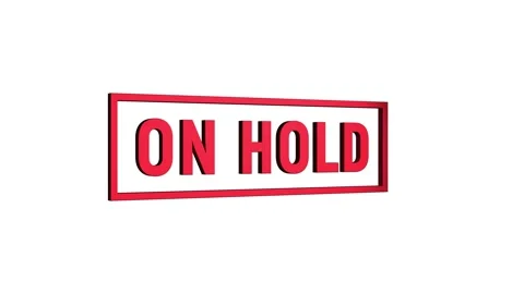 On hold 3d text word animation with vertically rotating motion video Stock Footage 313832262