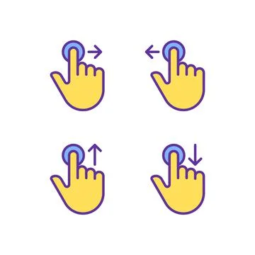 Hold and move pixel perfect yellow RGB color icons set Stock Illustration