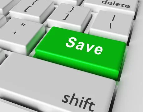 Hold concept. Word Save on button of computer keyboard Illustrazione stock