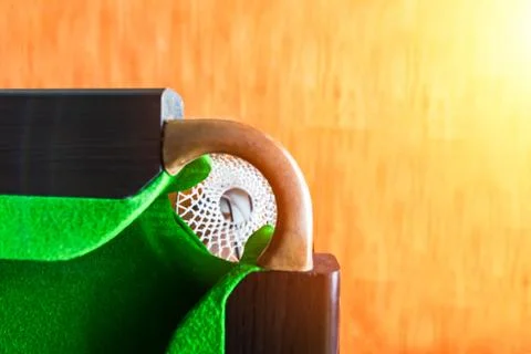 The hold in the corner in the table snooker. Stock Photos