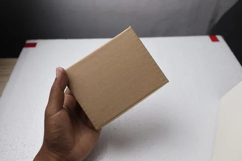 Hold corrugated box for packaging Stock Photos