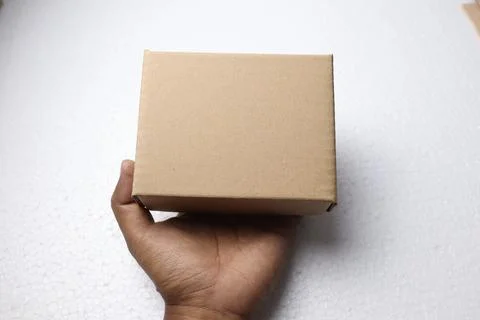 Hold corrugated box for packaging Stock Photos