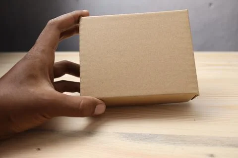 Hold corrugated box for packaging Stock Photos