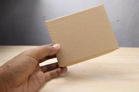 Hold corrugated box for packaging Stock Photos