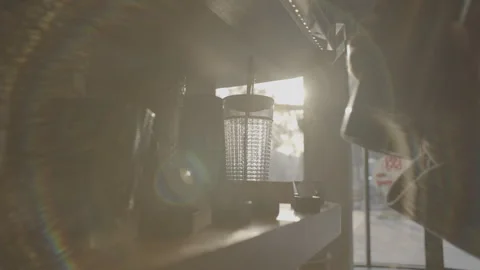 Hold the cup, backlight, slow motion 스톡 동영상 259711524