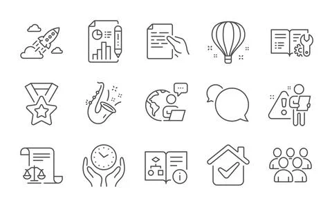 Hold document, Safe time and Legal documents icons set. Technical algorithm Stock Illustration