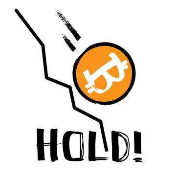 Hold! - Falling Bitcoi Hold! - Falling Bitcoin and downward chart graph Co... Stock Photos