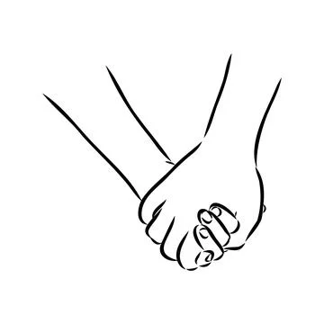 Hold one's hands continuous line drawing. People shaking hands one line. Vect Stock Illustration