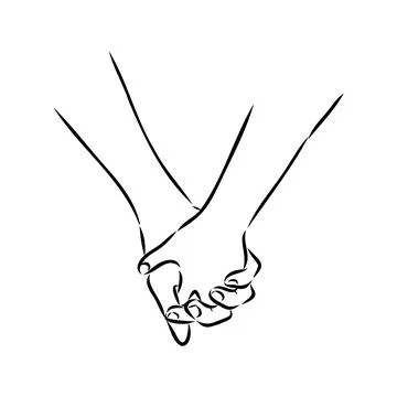 Hold one's hands continuous line drawing. People shaking hands one line. Vect Stock Illustration