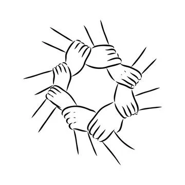 Hold one's hands continuous line drawing. People shaking hands one line. Vect Stock Illustration