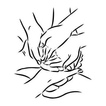Hold one's hands continuous line drawing. People shaking hands one line. Vect Stock Illustration