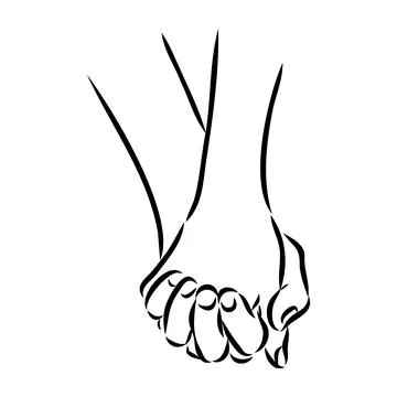 Hold one's hands continuous line drawing. People shaking hands one line. Vect Stock Illustration