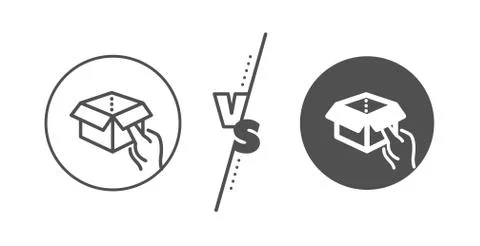 Hold open box line icon. Delivery parcel sign. Cargo package. Vector Illustrazione stock