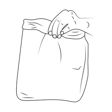 Hold paper bag vector sketch illustration. Stock Illustration