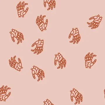 Hold robot hand gesture line seamless pattern Stock Illustration