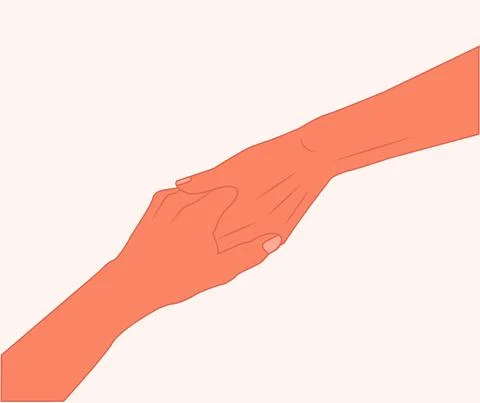 Hold someone else's hand to help. hand in hand for support vector illustration Stock Illustration
