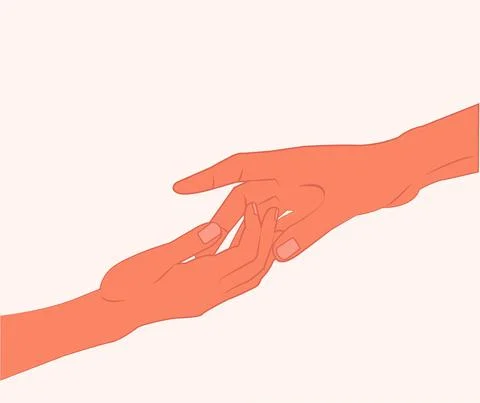Hold someone else's hand to help. hand in hand for support vector illustration Illustrazione stock