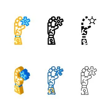Hold styleset robot hand gesture color icon vector Stock Illustration