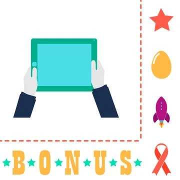 Hold Tablet computer symbol Illustration