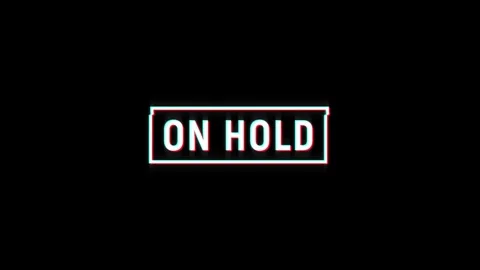 On hold text animated word with retro glitch effect black background Stock-Footage 313461228