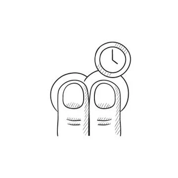 Hold timer gesture sketch icon Stock Illustration
