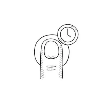 Hold timer gesture sketch icon Stock Illustration