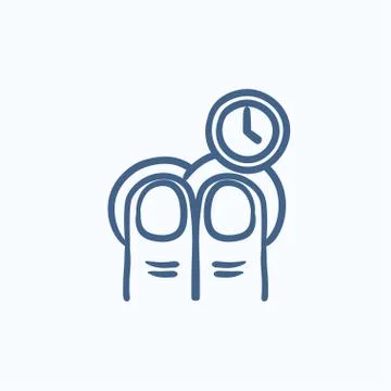 Hold timer gesture sketch icon Stock Illustration