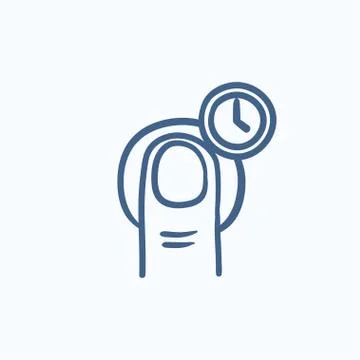 Hold timer gesture sketch icon Stock Illustration