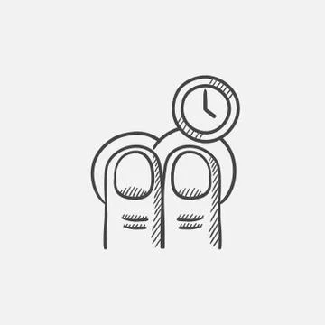 Hold timer gesture sketch icon Stock Illustration