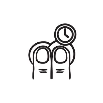 Hold timer gesture sketch icon Stock Illustration