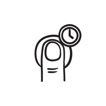 Hold timer gesture sketch icon Stock Illustration