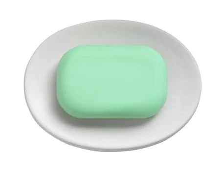 Holder with soap bar on white background, top view Stock Photos