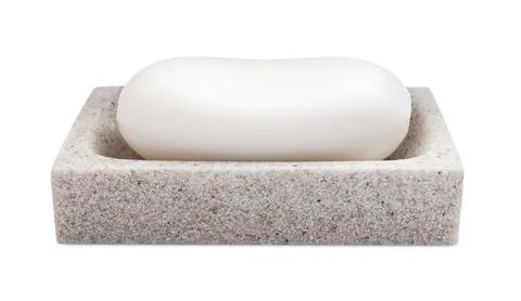 Holder with soap bar on white background Stock Photos