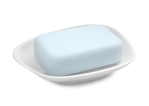 Holder with soap bar on white background 写真素材
