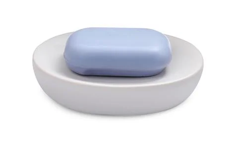Holder with soap bar on white background Stock Photos