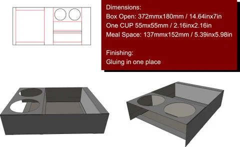 Holders Two Cups of coffee and one meal - die cut - vector-eps Stock Illustration