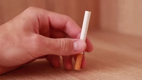 Holding and breaking a cigarette Vídeo Stock 81584232