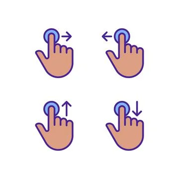 Holding and moving pixel perfect RGB color icons set 스톡 일러스트
